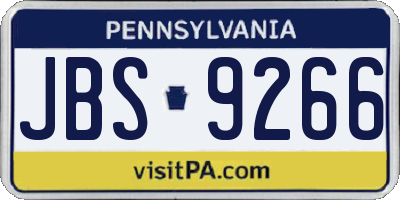 PA license plate JBS9266