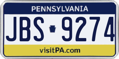 PA license plate JBS9274