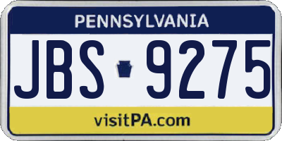 PA license plate JBS9275
