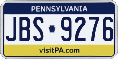 PA license plate JBS9276