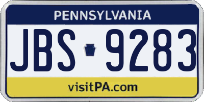 PA license plate JBS9283