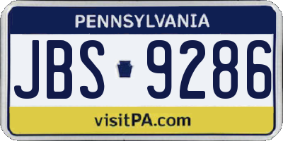 PA license plate JBS9286