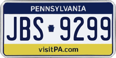 PA license plate JBS9299