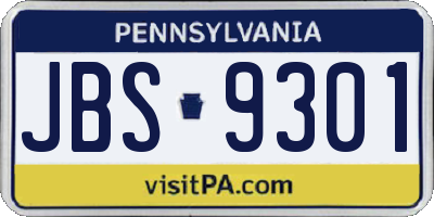 PA license plate JBS9301