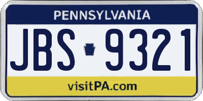 PA license plate JBS9321
