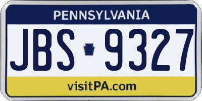 PA license plate JBS9327
