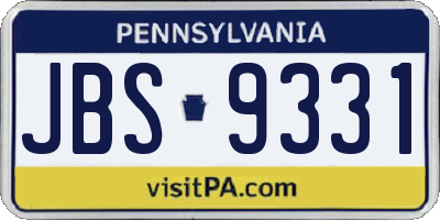 PA license plate JBS9331
