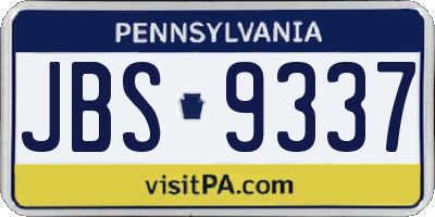 PA license plate JBS9337