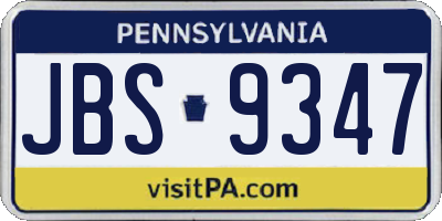 PA license plate JBS9347