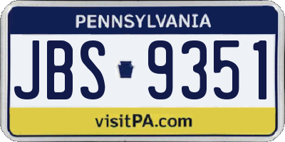 PA license plate JBS9351