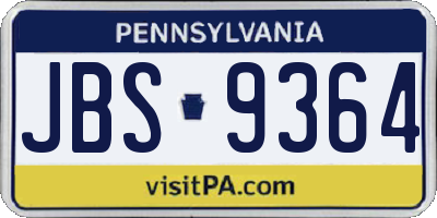 PA license plate JBS9364