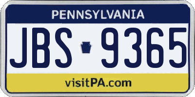 PA license plate JBS9365