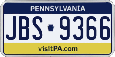 PA license plate JBS9366