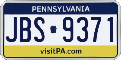 PA license plate JBS9371