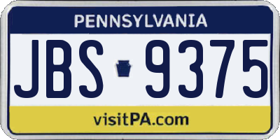 PA license plate JBS9375