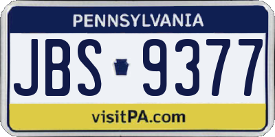 PA license plate JBS9377