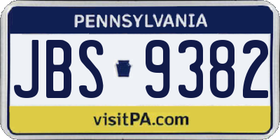PA license plate JBS9382