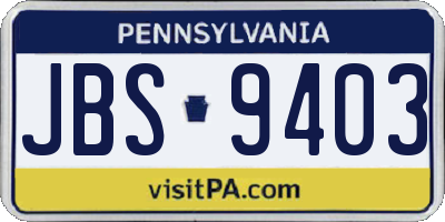 PA license plate JBS9403