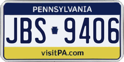 PA license plate JBS9406