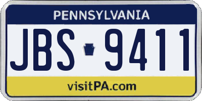 PA license plate JBS9411