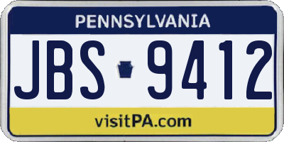 PA license plate JBS9412