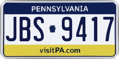 PA license plate JBS9417