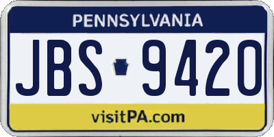 PA license plate JBS9420