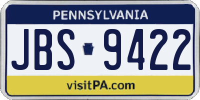 PA license plate JBS9422