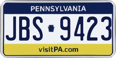 PA license plate JBS9423