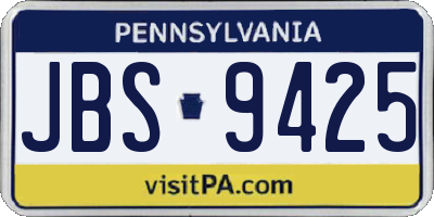 PA license plate JBS9425