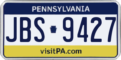 PA license plate JBS9427