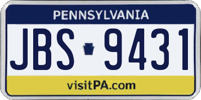 PA license plate JBS9431