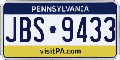 PA license plate JBS9433