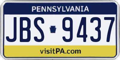 PA license plate JBS9437