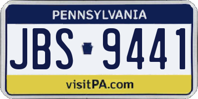PA license plate JBS9441