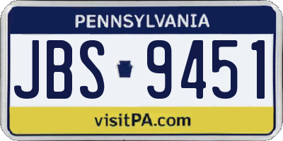 PA license plate JBS9451