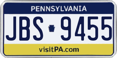PA license plate JBS9455