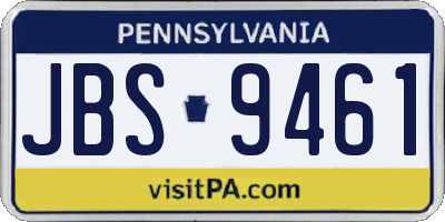 PA license plate JBS9461