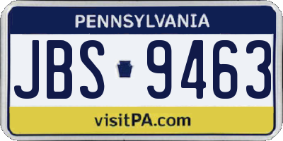 PA license plate JBS9463