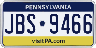 PA license plate JBS9466