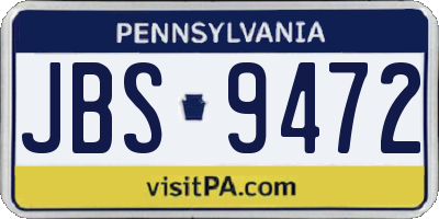 PA license plate JBS9472