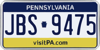 PA license plate JBS9475