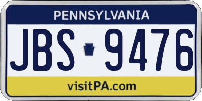 PA license plate JBS9476