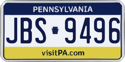 PA license plate JBS9496