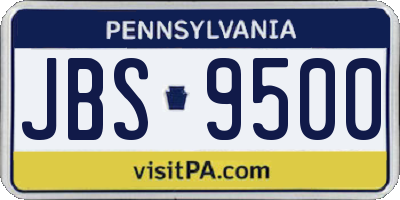 PA license plate JBS9500