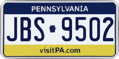 PA license plate JBS9502