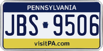 PA license plate JBS9506