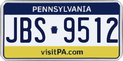 PA license plate JBS9512