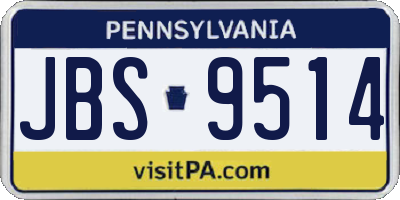 PA license plate JBS9514