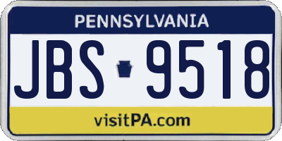 PA license plate JBS9518